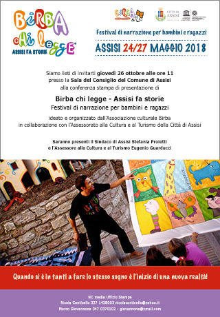 Conferenza stampa di presentazione Festival Birba chi legge Assisi fa Storie 24/27 maggio 2018